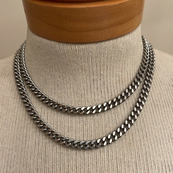 Vintage Silver-tone Extra Long Cuban Link Chain 35.5” - Picture 9 of 15